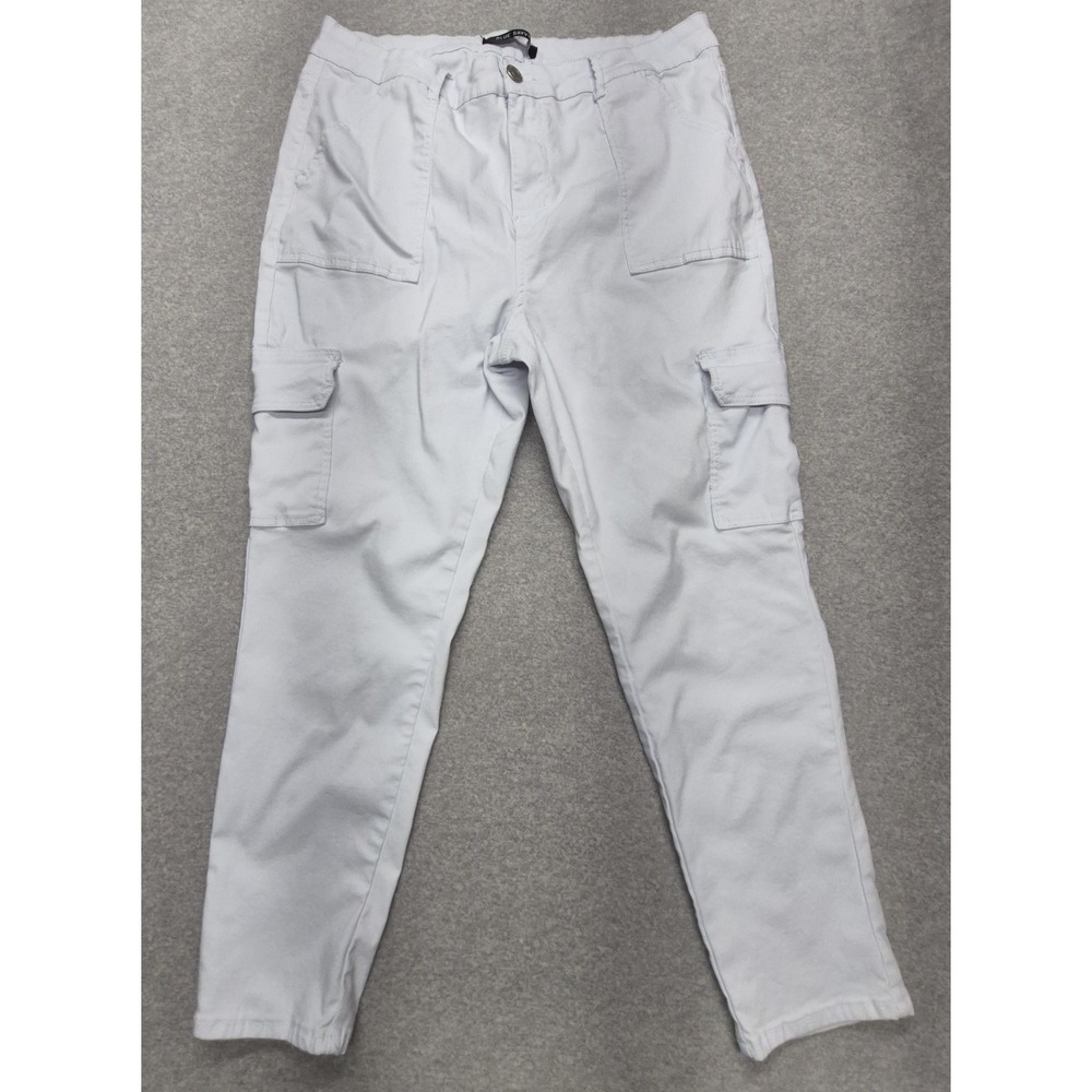 Blue Savvy White Cargo Pants Womens 22 Utility Tactical Stretch High Rise